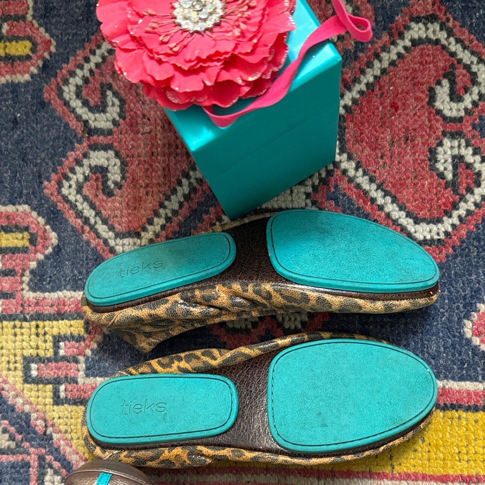 Tieks Leopard Print Flats with Blue Detail - Picture 6 of 8